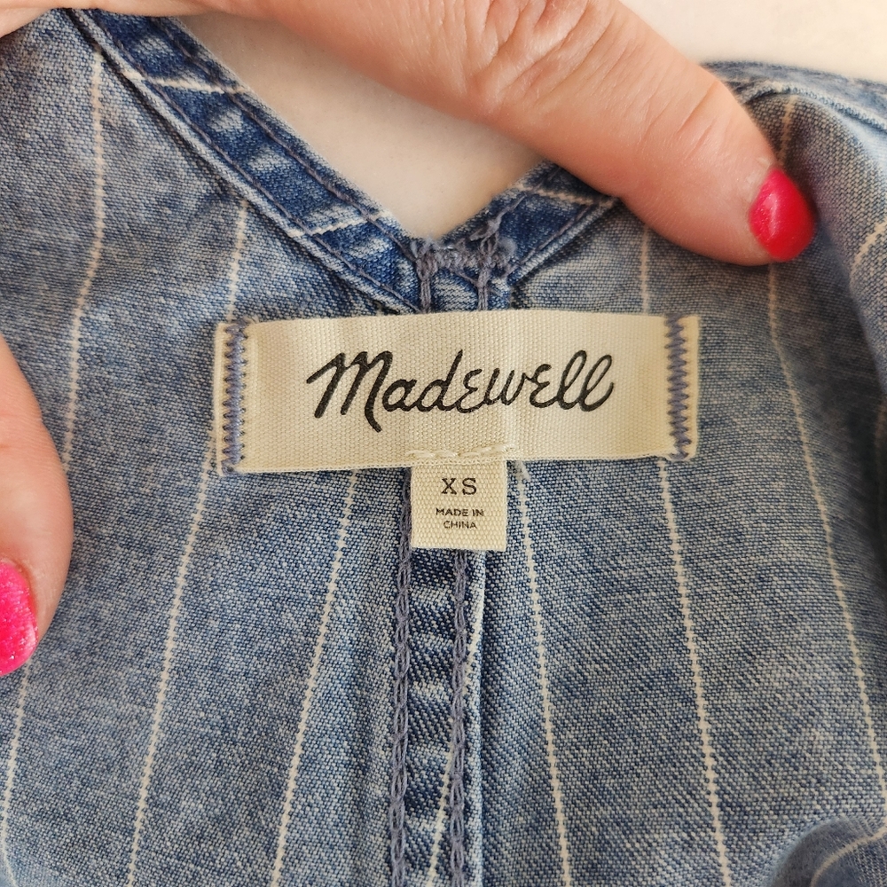 Madewell Pinyon Short Overalls in Pinstripe - Picture 13 of 13